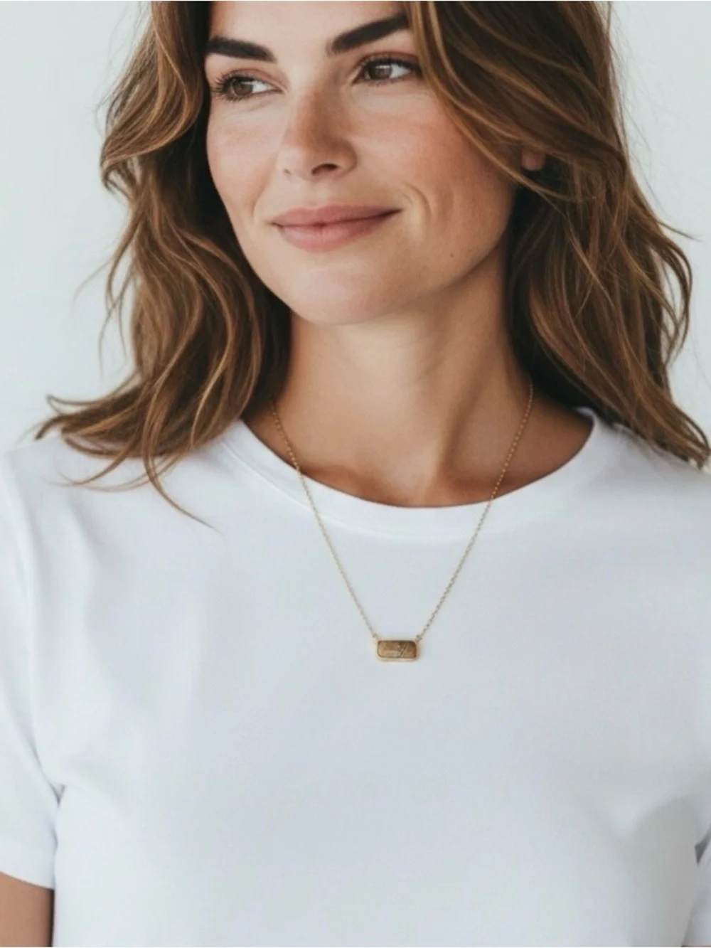 Natural Brown Gold Bar Pendant Necklace